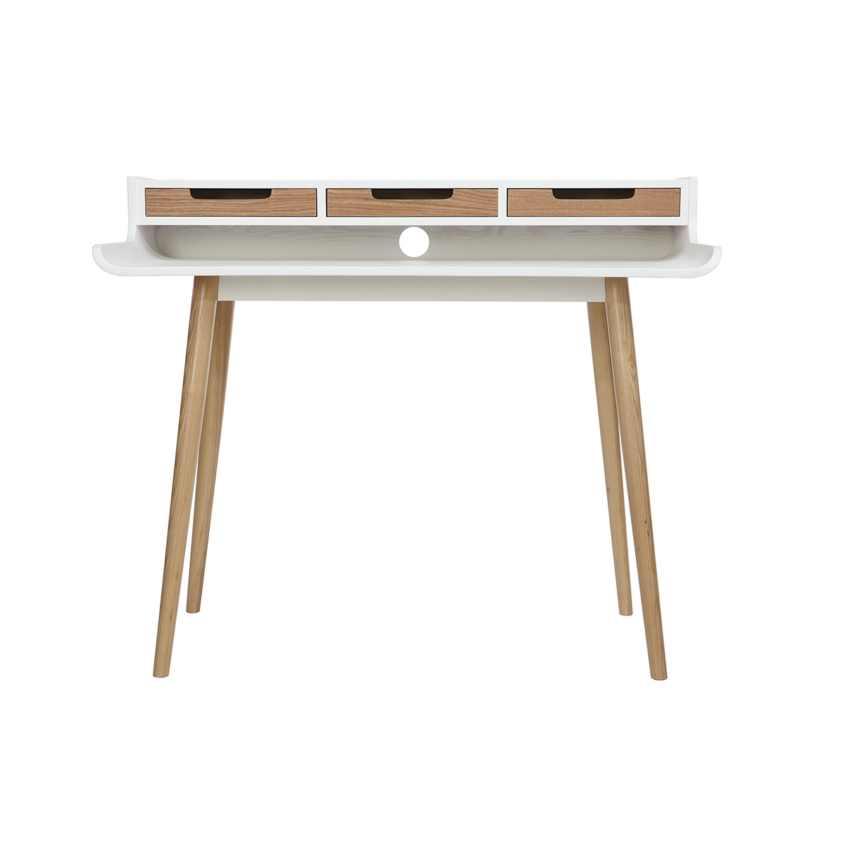 Scrivania scandinava legno e bianco 3 cassetti L110 cm OPUS