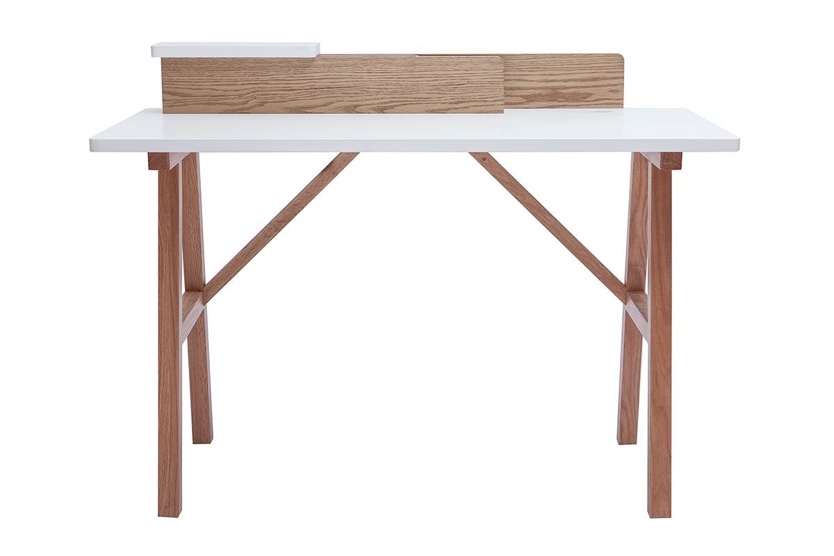 Scrivania scandinava legno e bianco L120 cm TOGARY