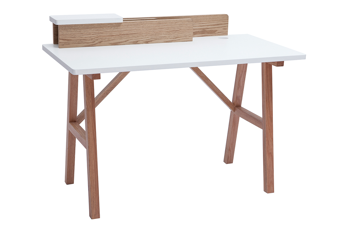 Scrivania scandinava legno e bianco L120 cm TOGARY