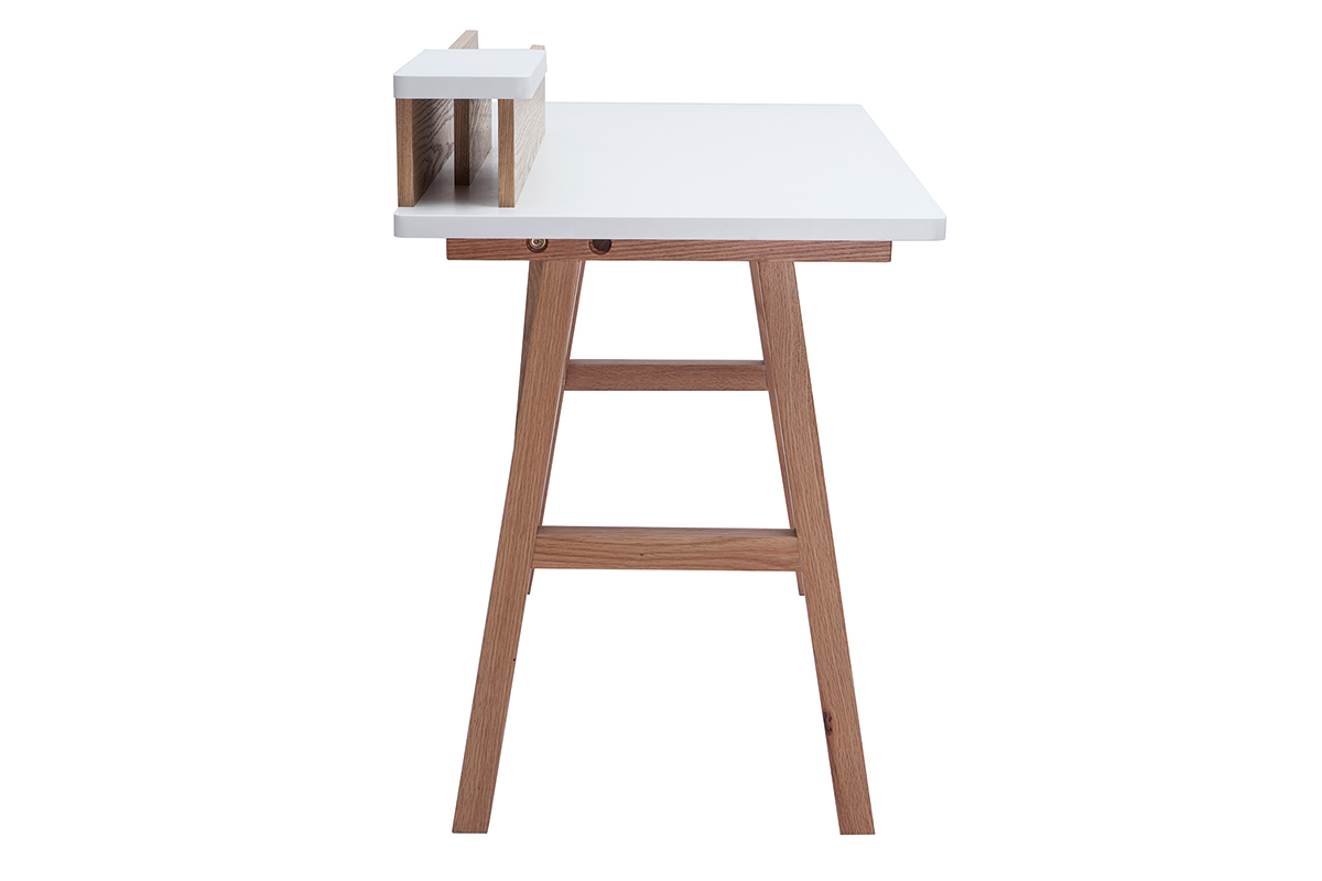 Scrivania scandinava legno e bianco L120 cm TOGARY