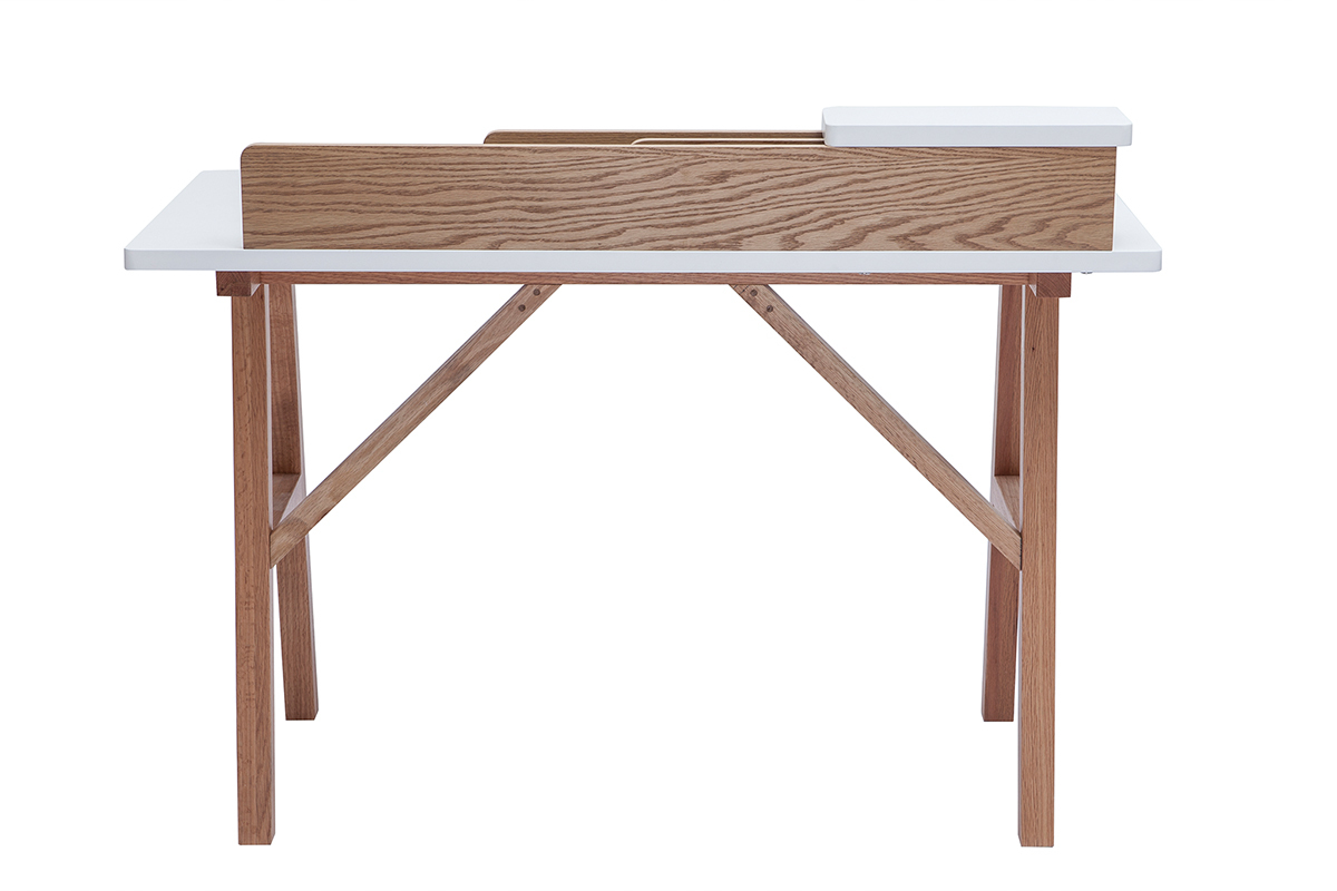 Scrivania scandinava legno e bianco L120 cm TOGARY