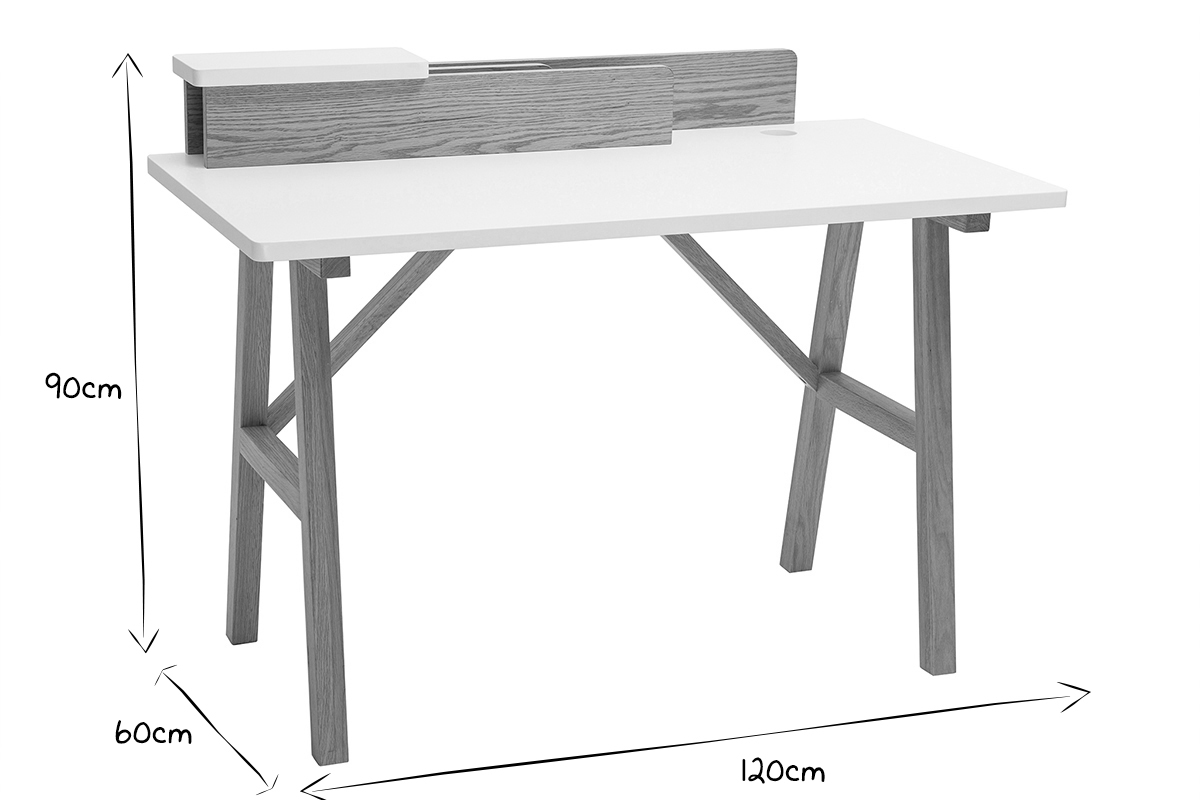 Scrivania scandinava legno e bianco L120 cm TOGARY
