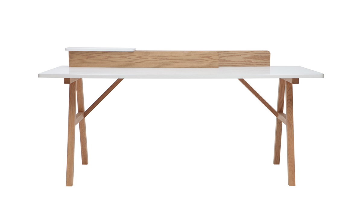 Scrivania scandinava legno e bianco L180 cm TOGARY