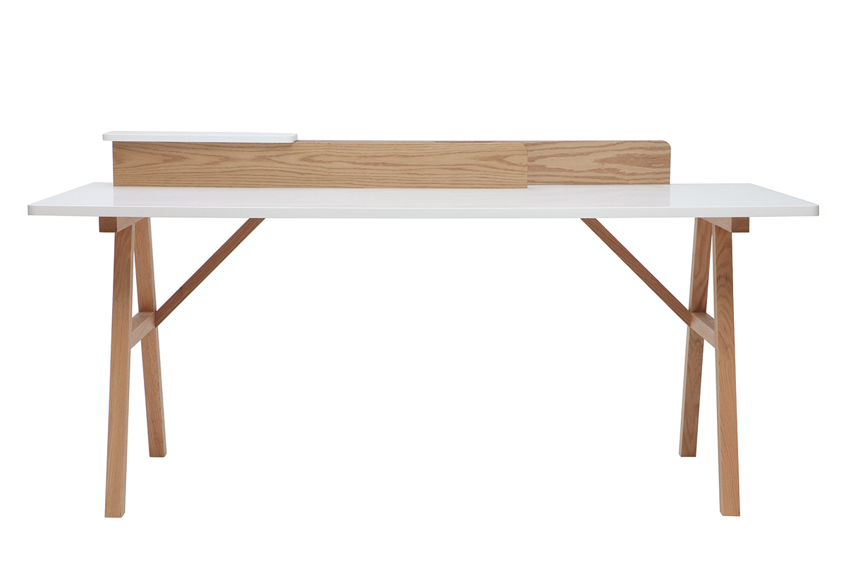 Scrivania scandinava legno e bianco L180 cm TOGARY