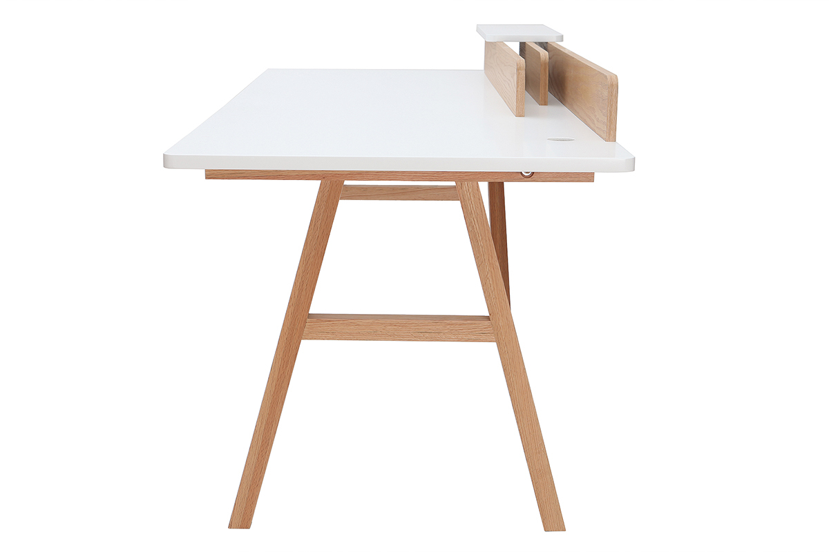 Scrivania scandinava legno e bianco L180 cm TOGARY