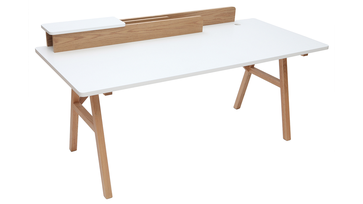 Scrivania scandinava legno e bianco L180 cm TOGARY