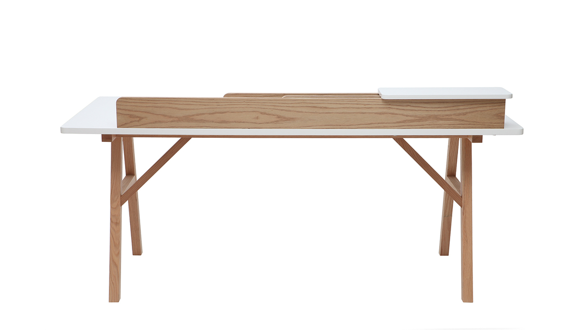 Scrivania scandinava legno e bianco L180 cm TOGARY