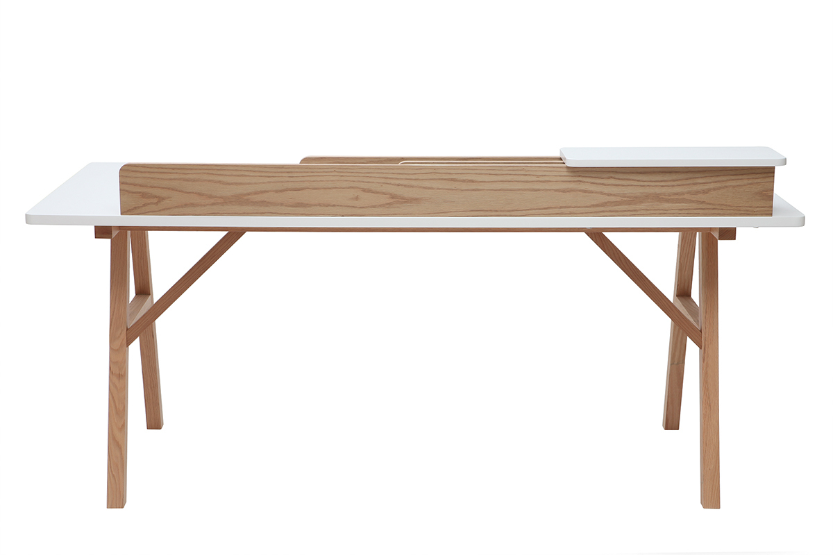 Scrivania scandinava legno e bianco L180 cm TOGARY