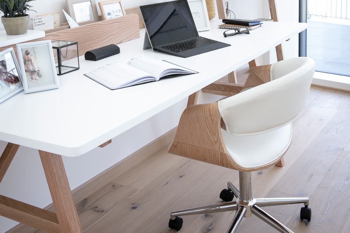 Scrivania scandinava legno e bianco L180 cm TOGARY