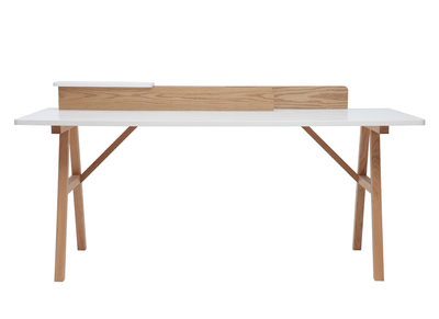 Scrivania scandinava legno e bianco L180 cm TOGARY