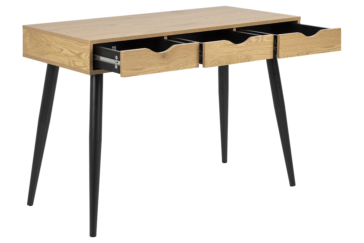 Scrivania scandinava nera e legno BALZAC