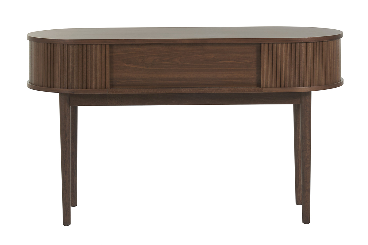 Scrivania vintage con scomparti ante scorrevoli legno scuro L130 cm EPIC