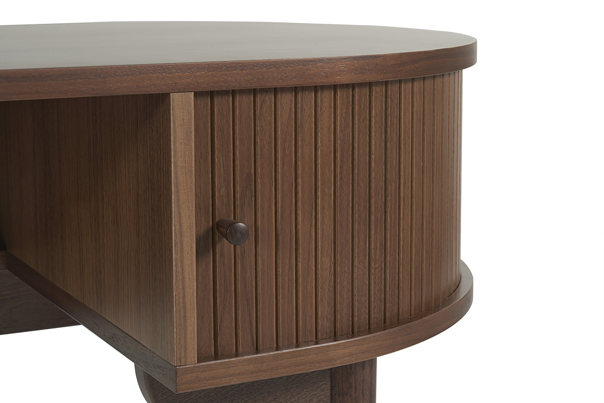 Scrivania vintage con scomparti ante scorrevoli legno scuro L130 cm EPIC