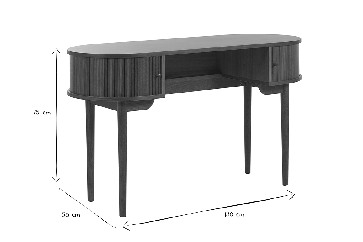 Scrivania vintage con scomparti ante scorrevoli legno scuro L130 cm EPIC