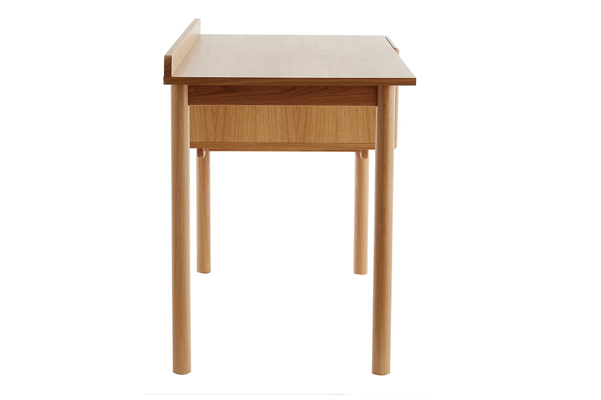 Scrivania vintage in legno finitura rovere con mobiletto motivo a intreccio naturale L130 cm ANTIK