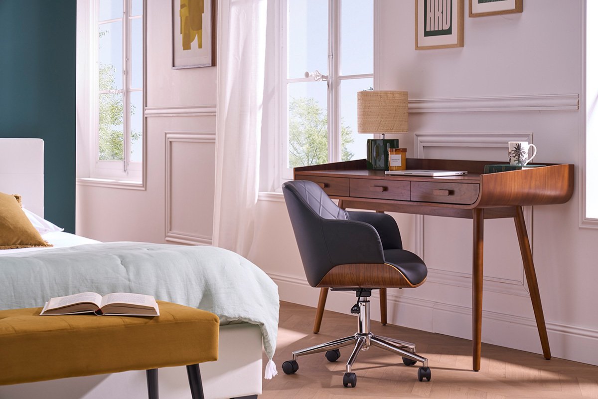 Scrivania vintage in legno noce HALLEN