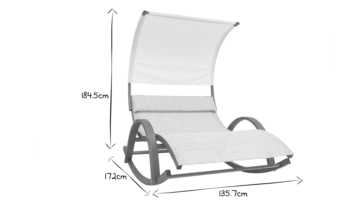 Sdraio a dondolo 2 posti bianco e legno NANAWA