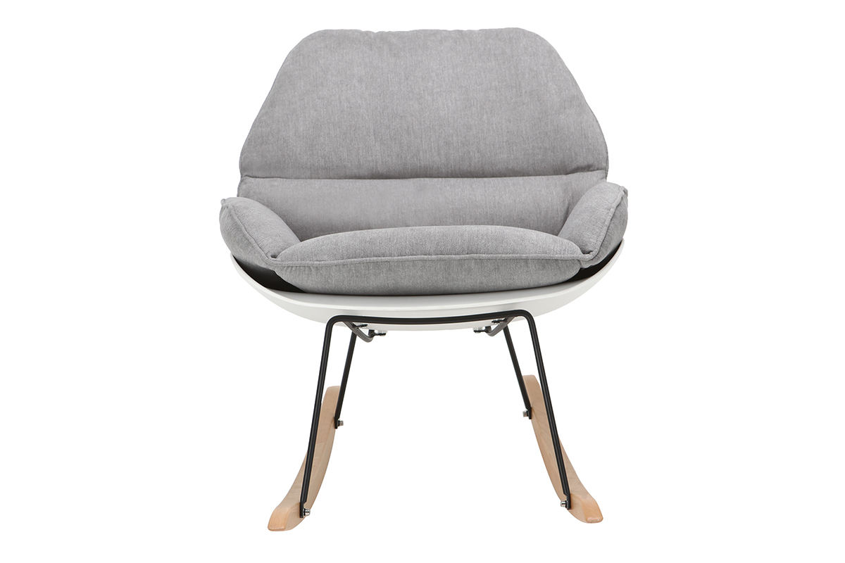 Sedia a dondolo design con scocca di colore: Bianco e tessuto di colore: Grigio KOKON