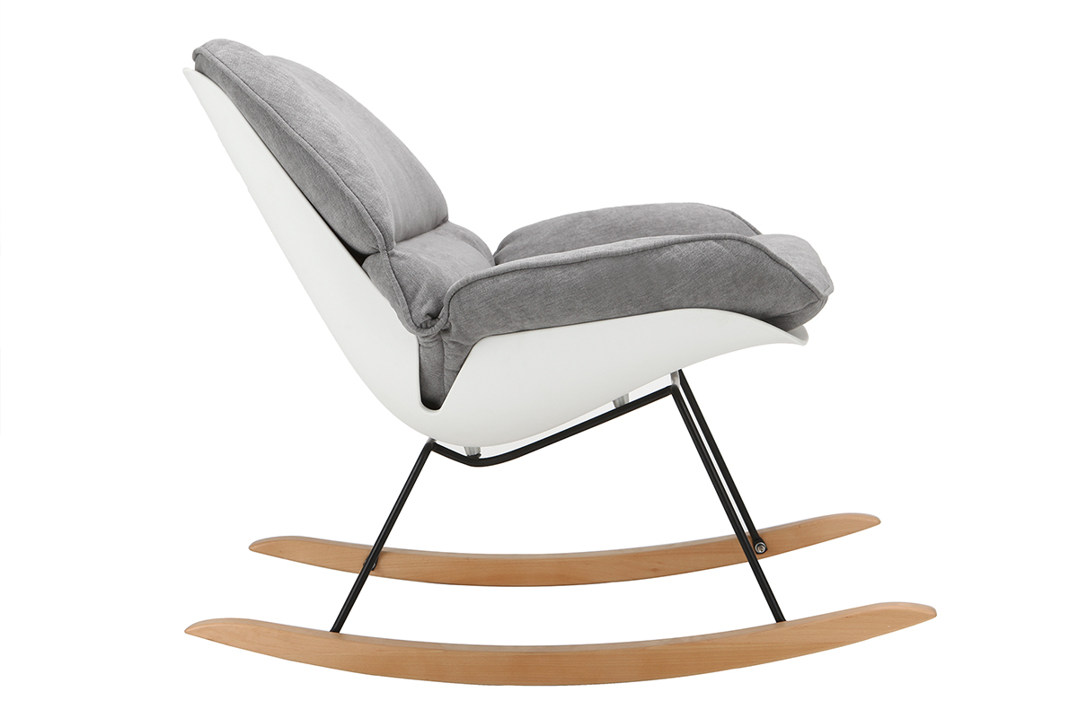 Sedia a dondolo design con scocca di colore: Bianco e tessuto di colore: Grigio KOKON