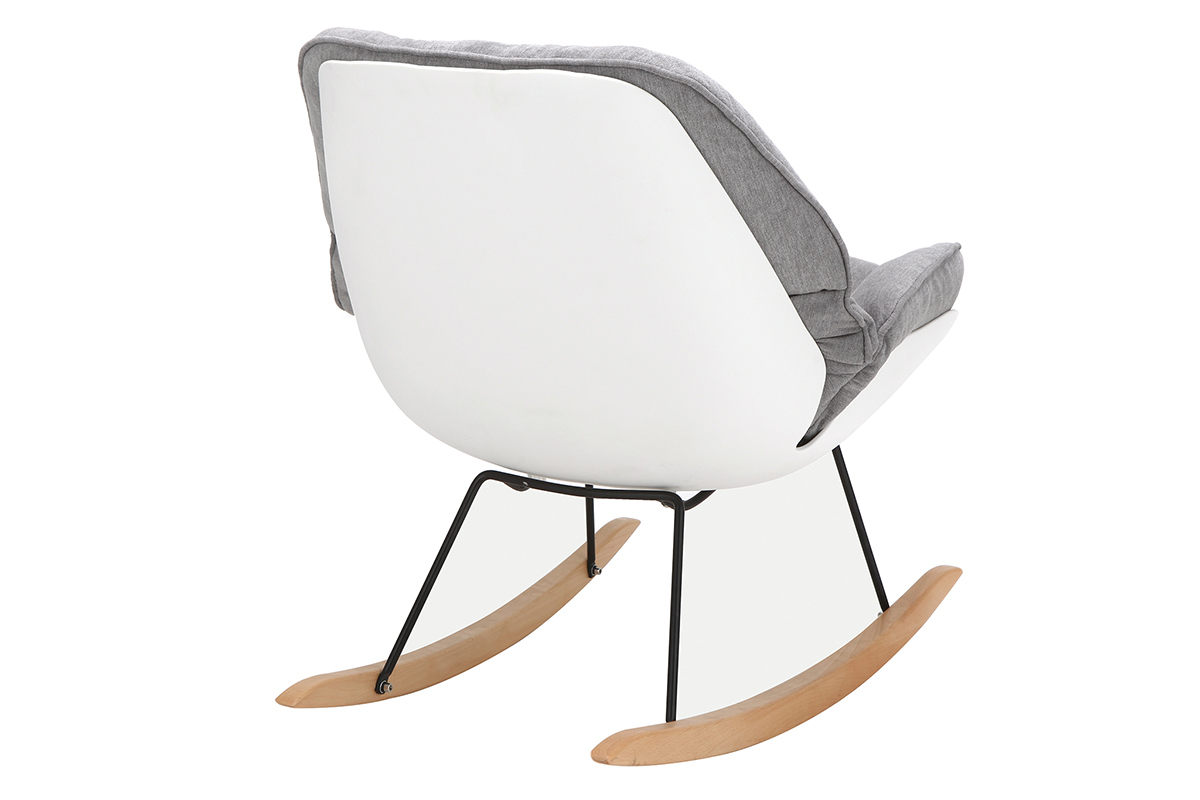 Sedia a dondolo design con scocca di colore: Bianco e tessuto di colore: Grigio KOKON