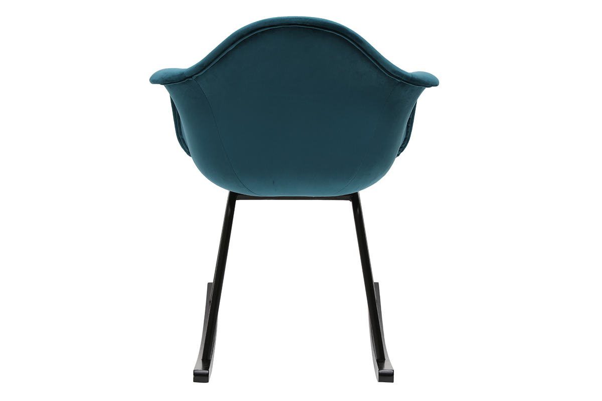 Sedia a dondolo design effetto velluto blu petrolio MAMBO