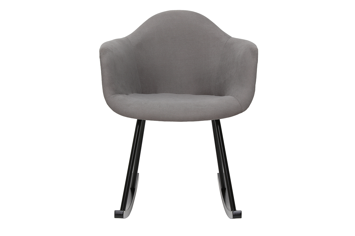 Sedia a dondolo design effetto velluto grigio chiaro MAMBO
