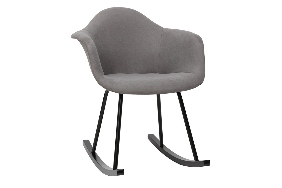 Sedia a dondolo design effetto velluto grigio chiaro MAMBO