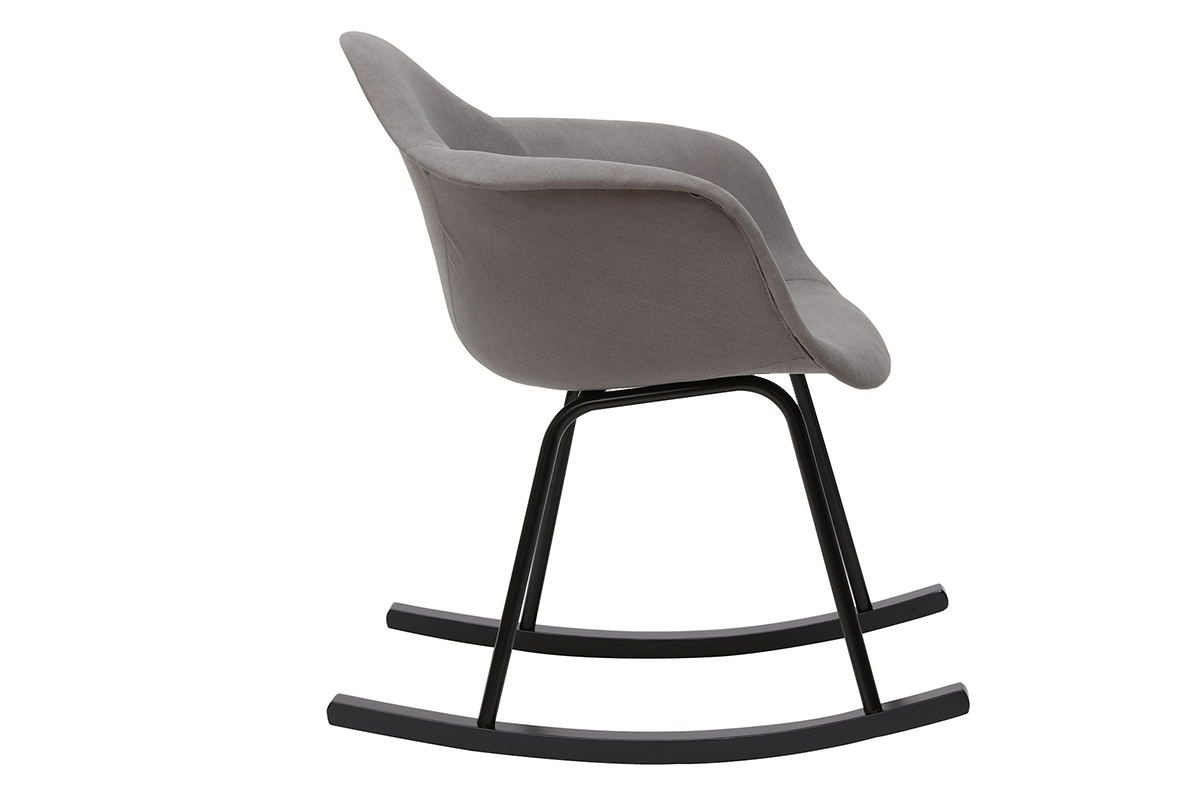 Sedia a dondolo design effetto velluto grigio chiaro MAMBO