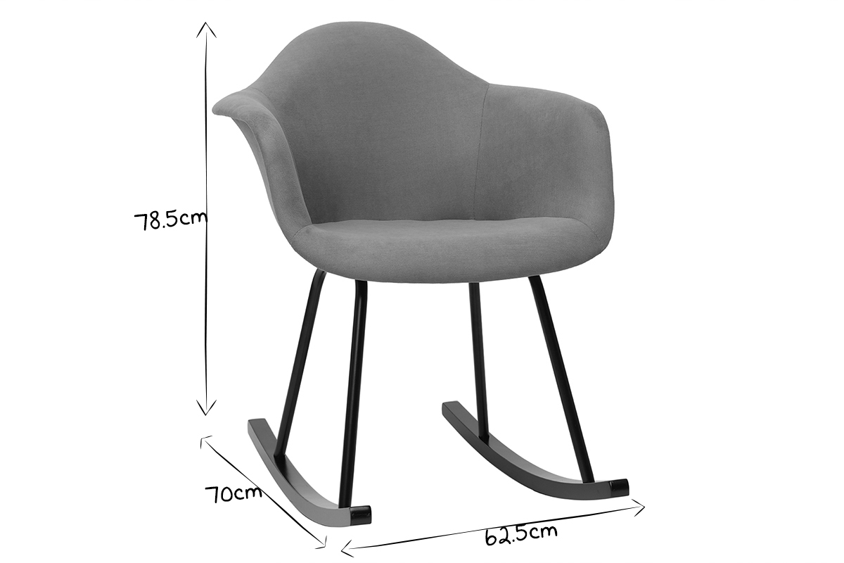Sedia a dondolo design effetto velluto grigio chiaro MAMBO