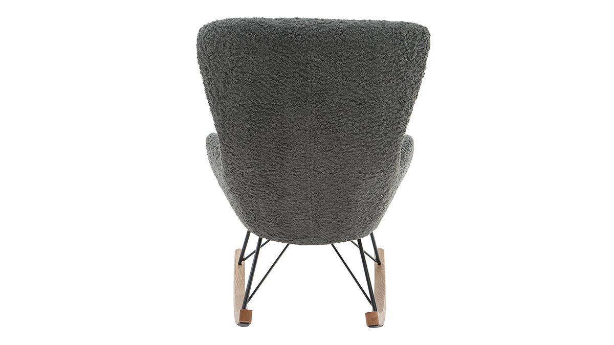 Sedia a dondolo design grigio tessuto effetto lana riccia ESKUA
