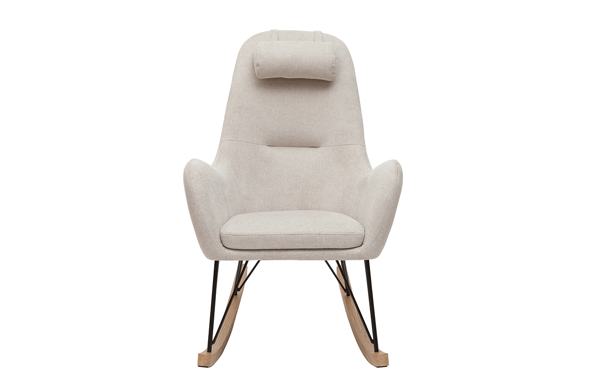 Sedia a dondolo design in tessuto beige MANIA