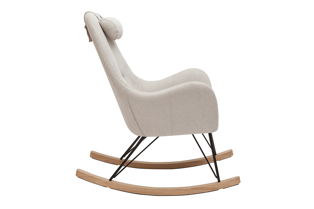 Sedia a dondolo design in tessuto beige MANIA