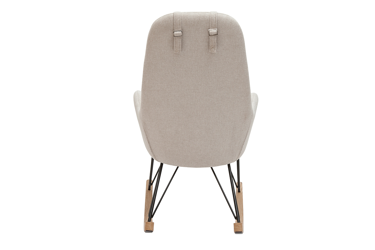 Sedia a dondolo design in tessuto beige MANIA