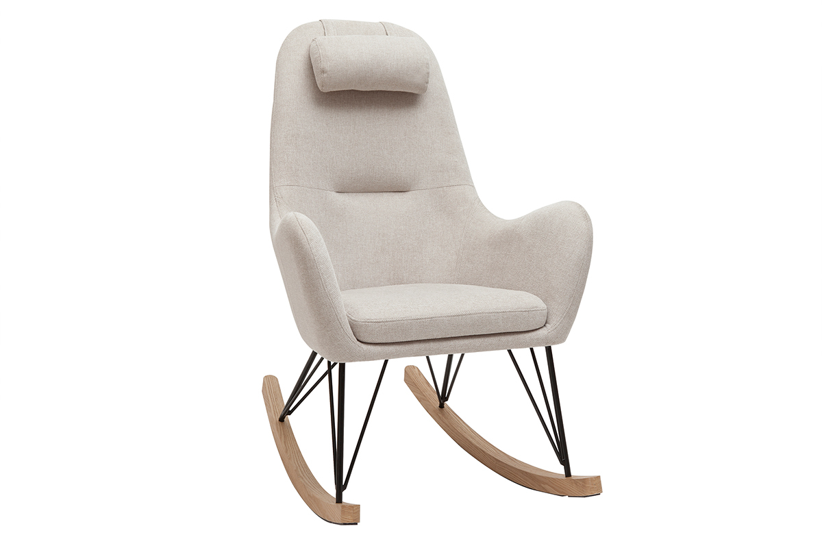Sedia a dondolo design in tessuto beige MANIA