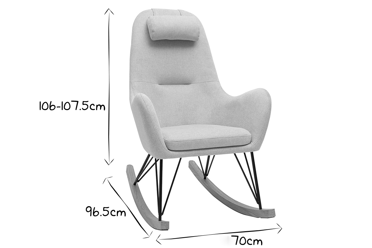 Sedia a dondolo design in tessuto beige MANIA