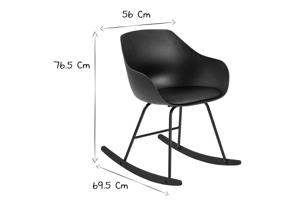 Sedia a dondolo design nera KAALA