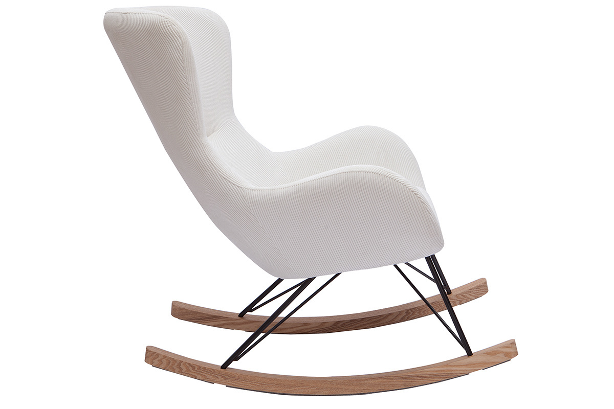 Sedia a dondolo design velluto a coste beige ESKUA