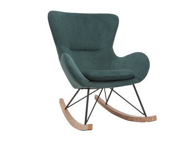 Sedia a dondolo design velluto a coste verde ESKUA - Sedia a dondolo design velluto a coste verde ESKUA