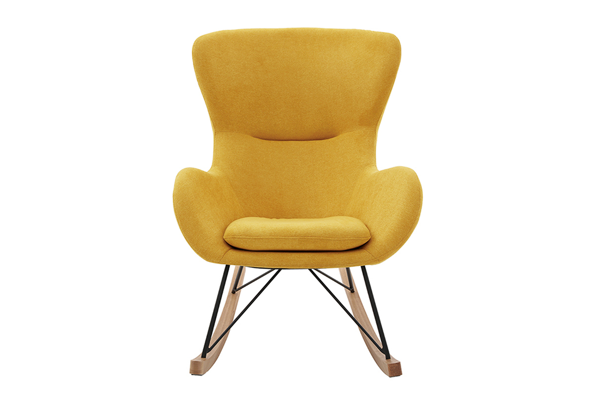 Sedia a dondolo design velluto giallo senape ESKUA