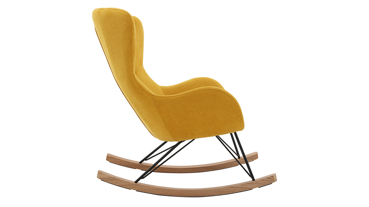 Sedia a dondolo design velluto giallo senape ESKUA