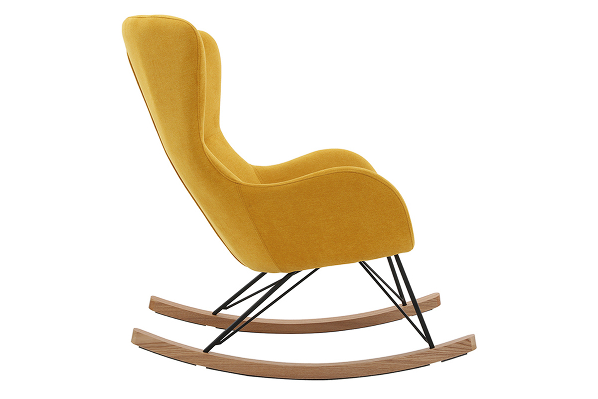 Sedia a dondolo design velluto giallo senape ESKUA