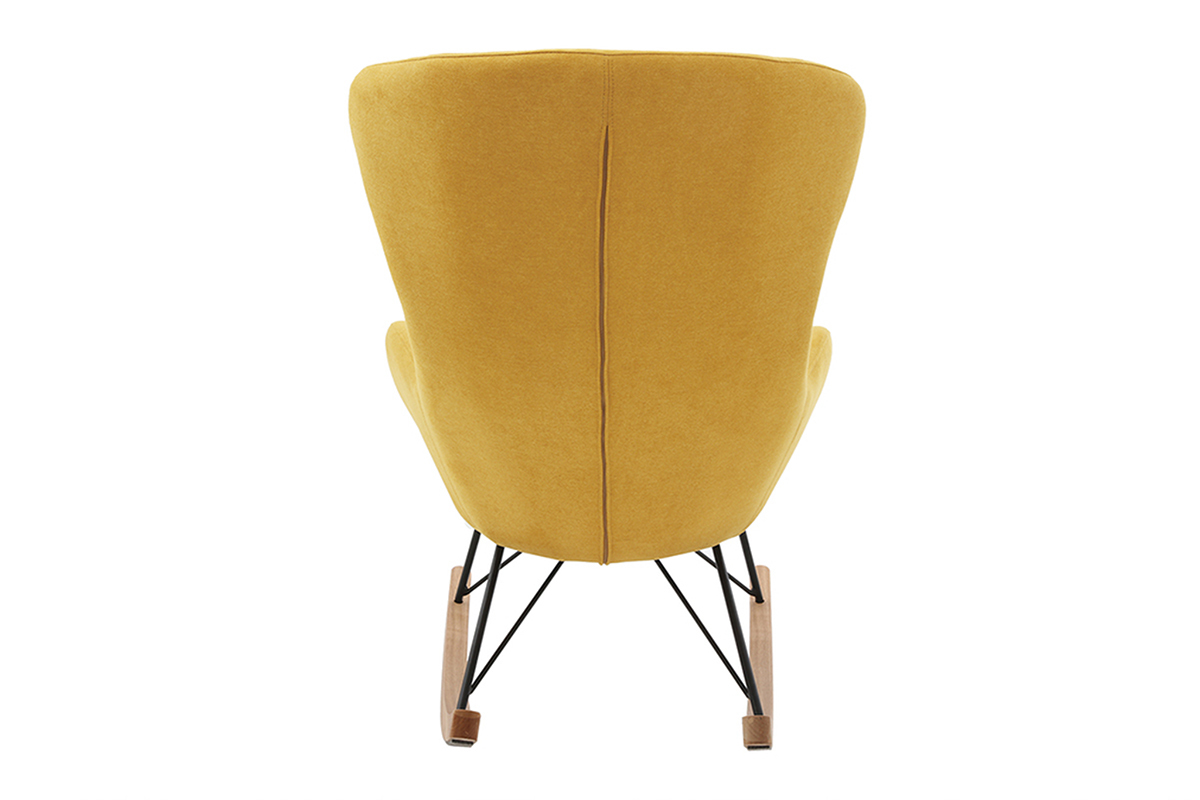 Sedia a dondolo design velluto giallo senape ESKUA