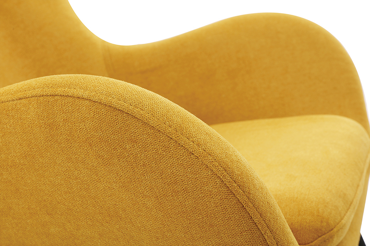 Sedia a dondolo design velluto giallo senape ESKUA