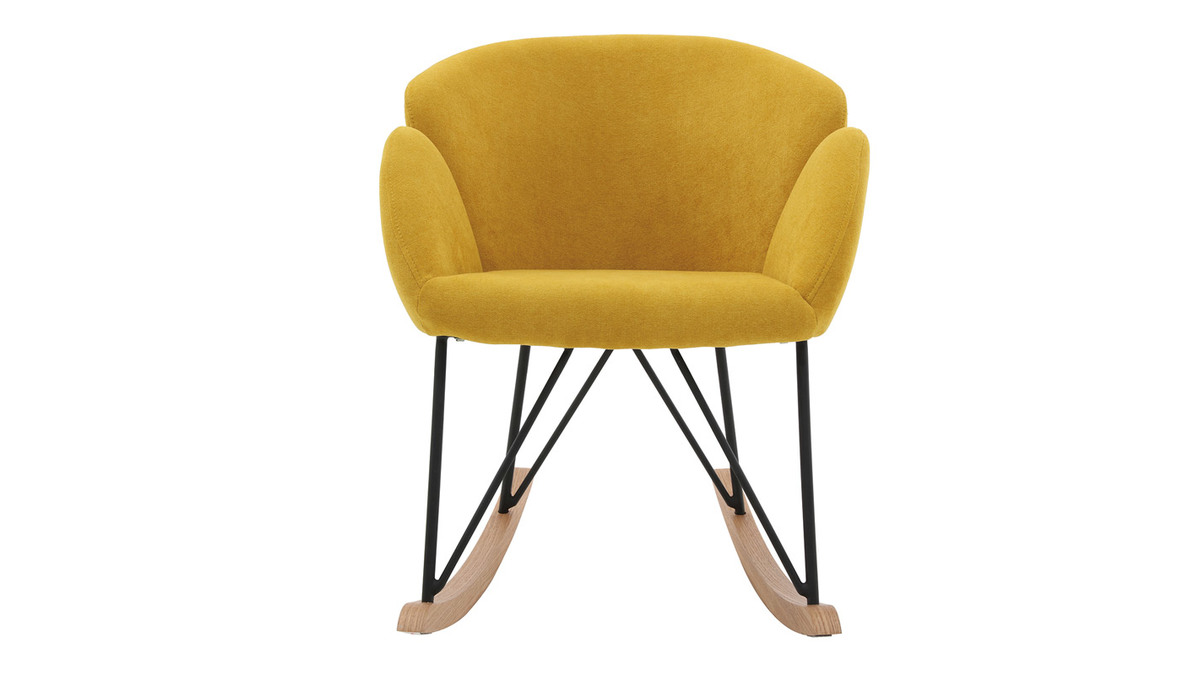 Sedia a dondolo design velluto giallo senape RHAPSODY