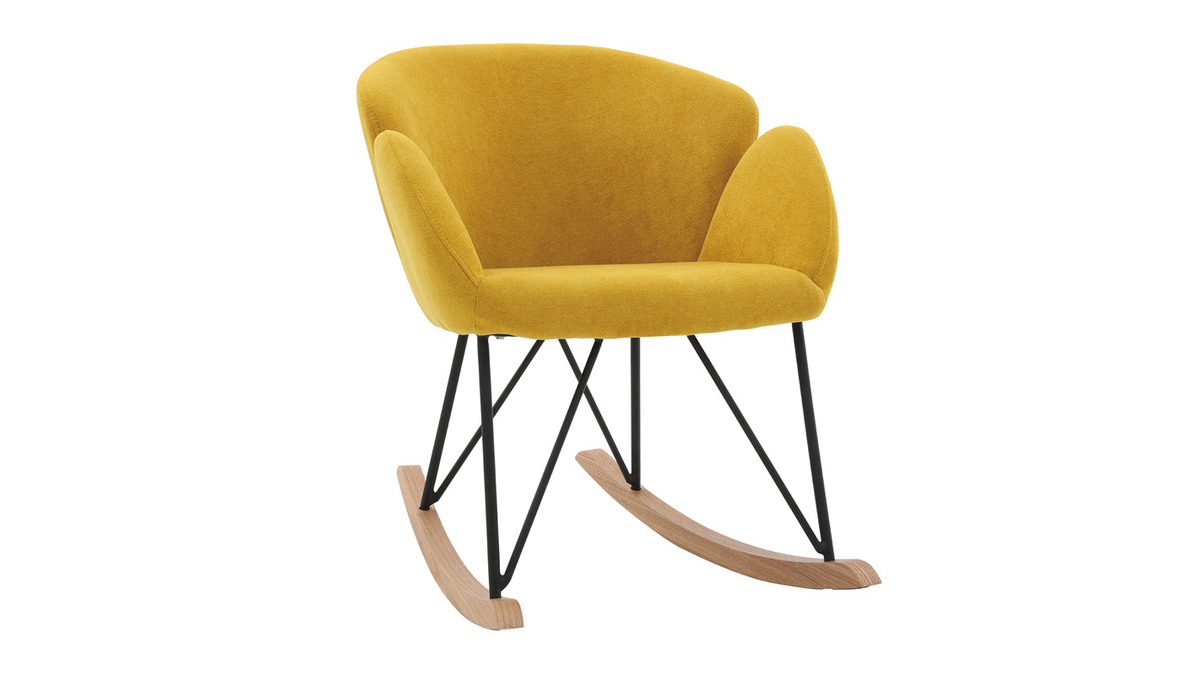 Sedia a dondolo design velluto giallo senape RHAPSODY