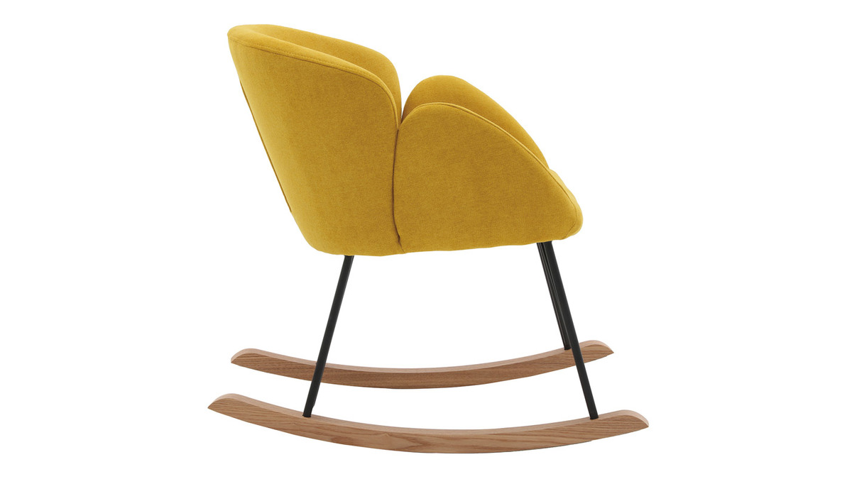 Sedia a dondolo design velluto giallo senape RHAPSODY