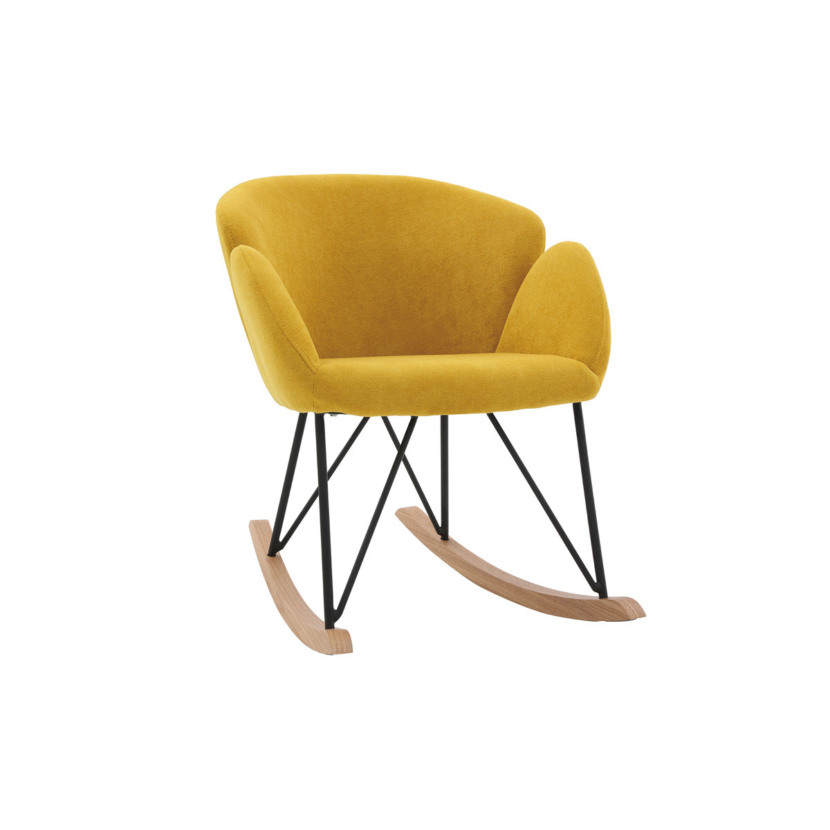 Sedia a dondolo design velluto giallo senape RHAPSODY