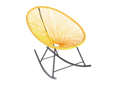 Sedia a dondolo in fili di resina, colore: Giallo, modello: BELLAVISTA