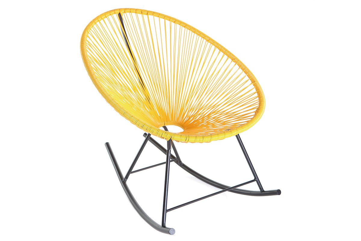 Sedia a dondolo in fili di resina Giallo BELLAVISTA