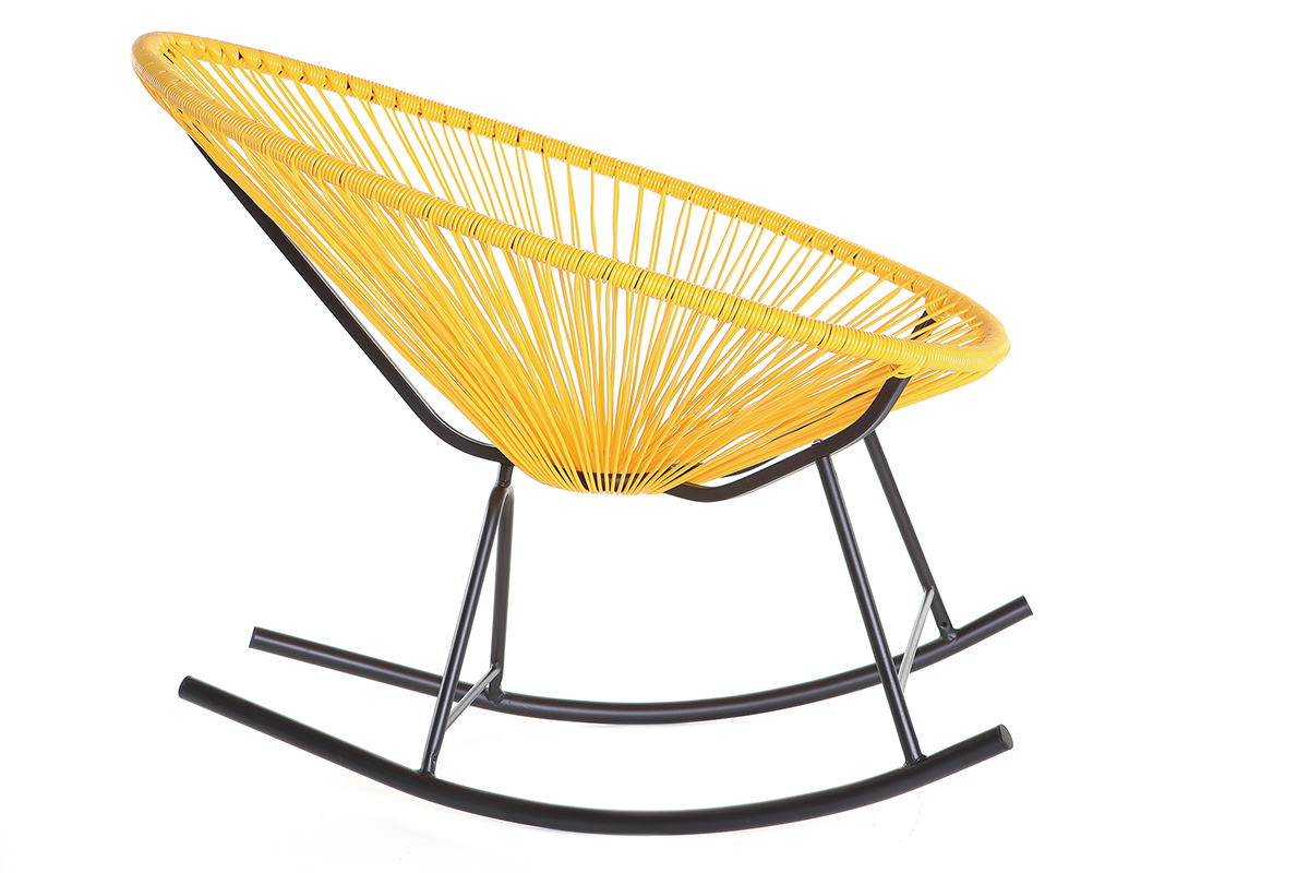 Sedia a dondolo in fili di resina Giallo BELLAVISTA